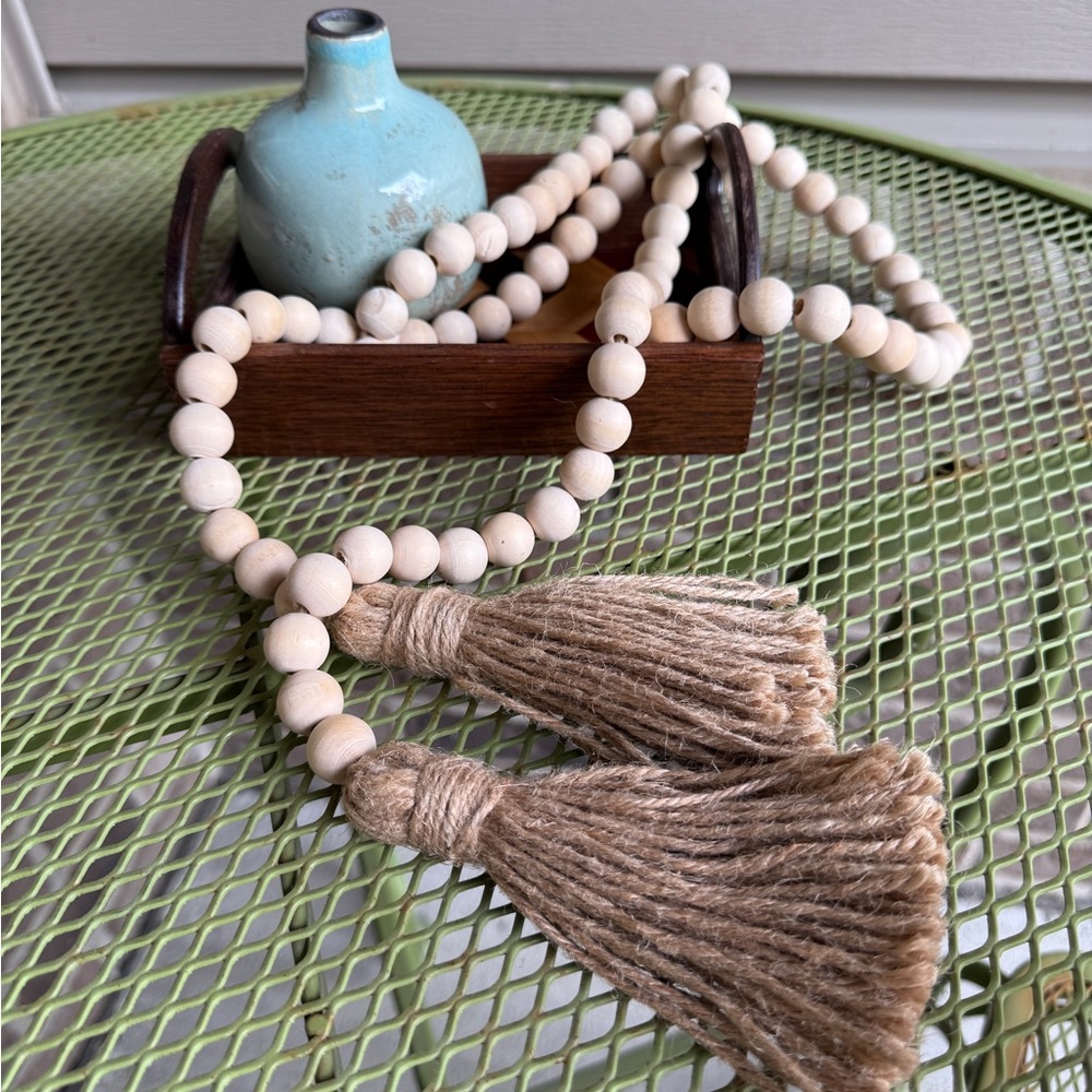 47” Natural Solid Wood Bead Garland